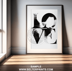 Love Smudge Wall Art Print – Bold Typography LOVE Word Design