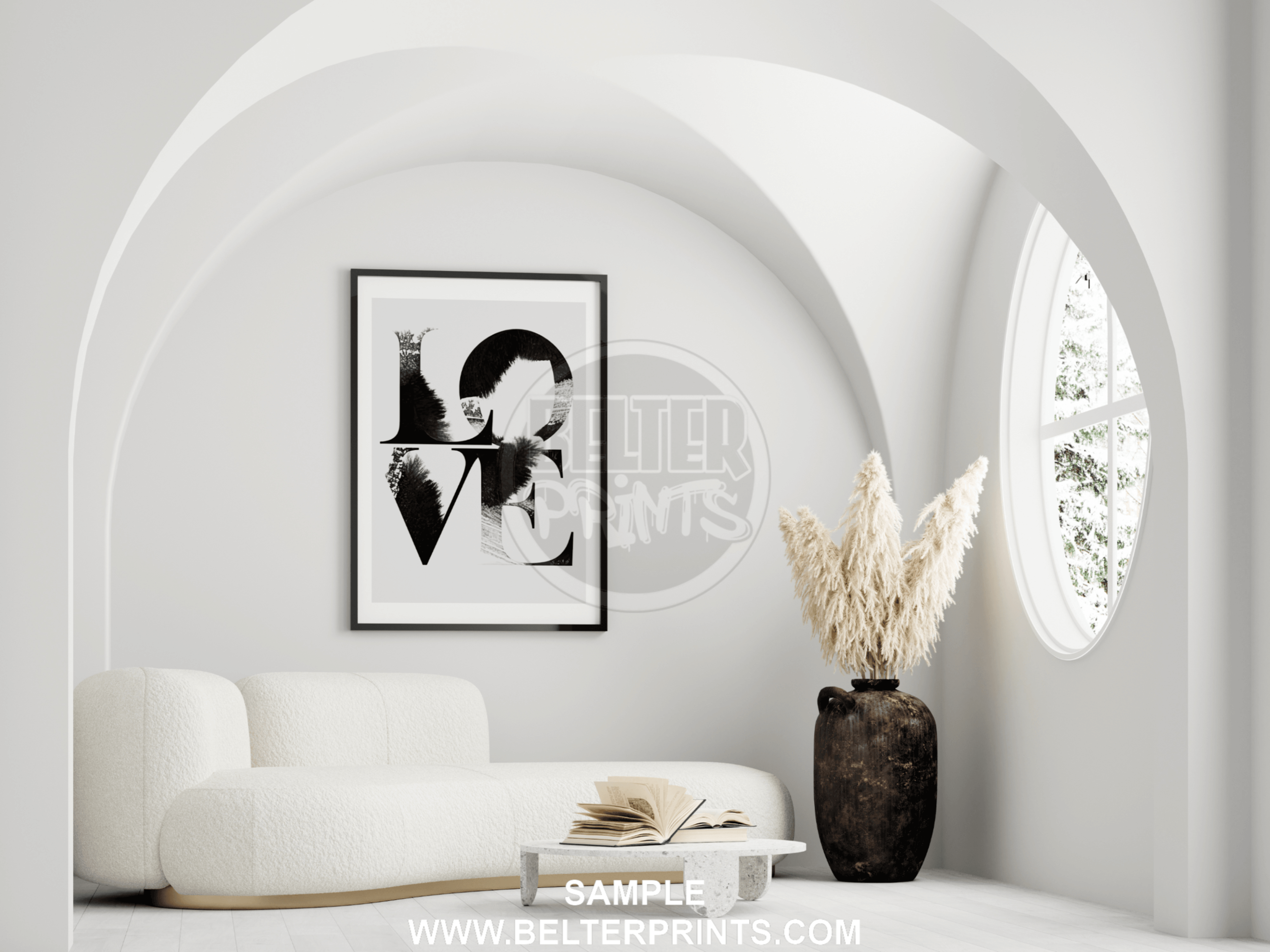 Love Smudge Wall Art Print – Bold Typography LOVE Word Design