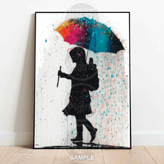 Colourful Rain Part2 Banksy-Inspired Wall Art Print