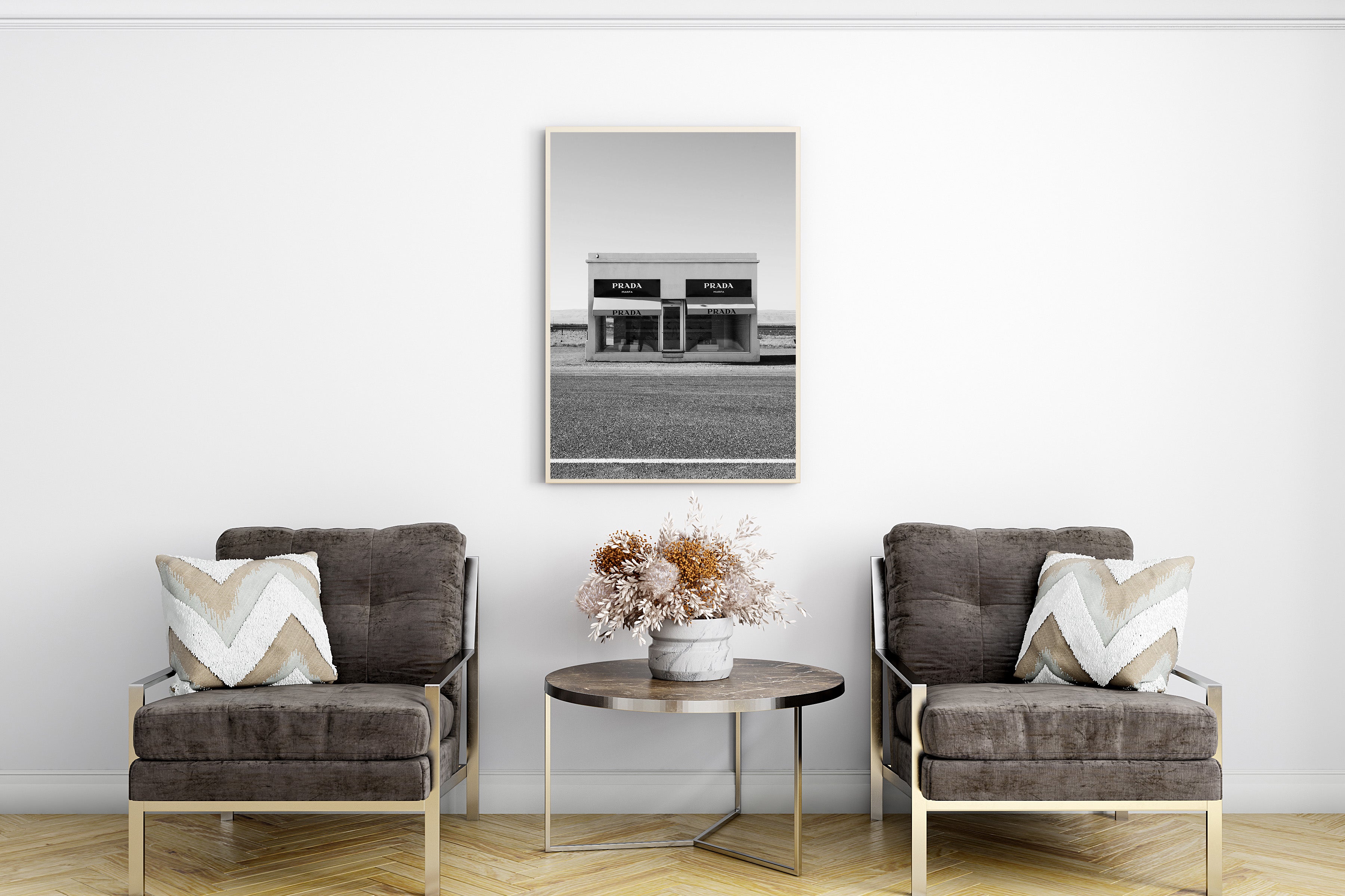 Prada Marfa Inspired Wall Art | Minimalist Urban Luxury Print