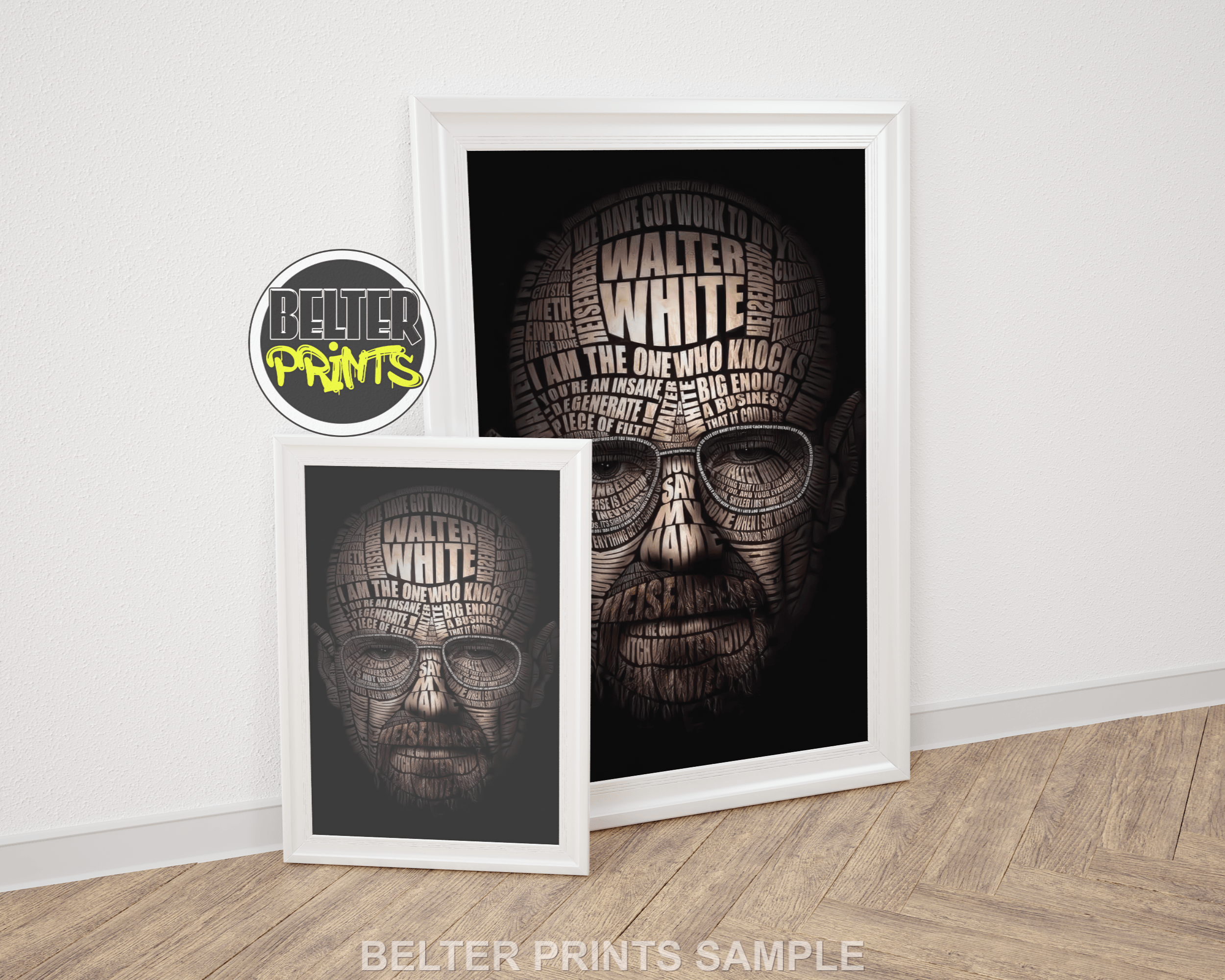 Walter White Breaking Bad Wall Art | Typography Dark Portrait | Bold Crime Legend Print