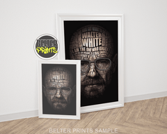Walter White Breaking Bad Wall Art | Typography Dark Portrait | Bold Crime Legend Print