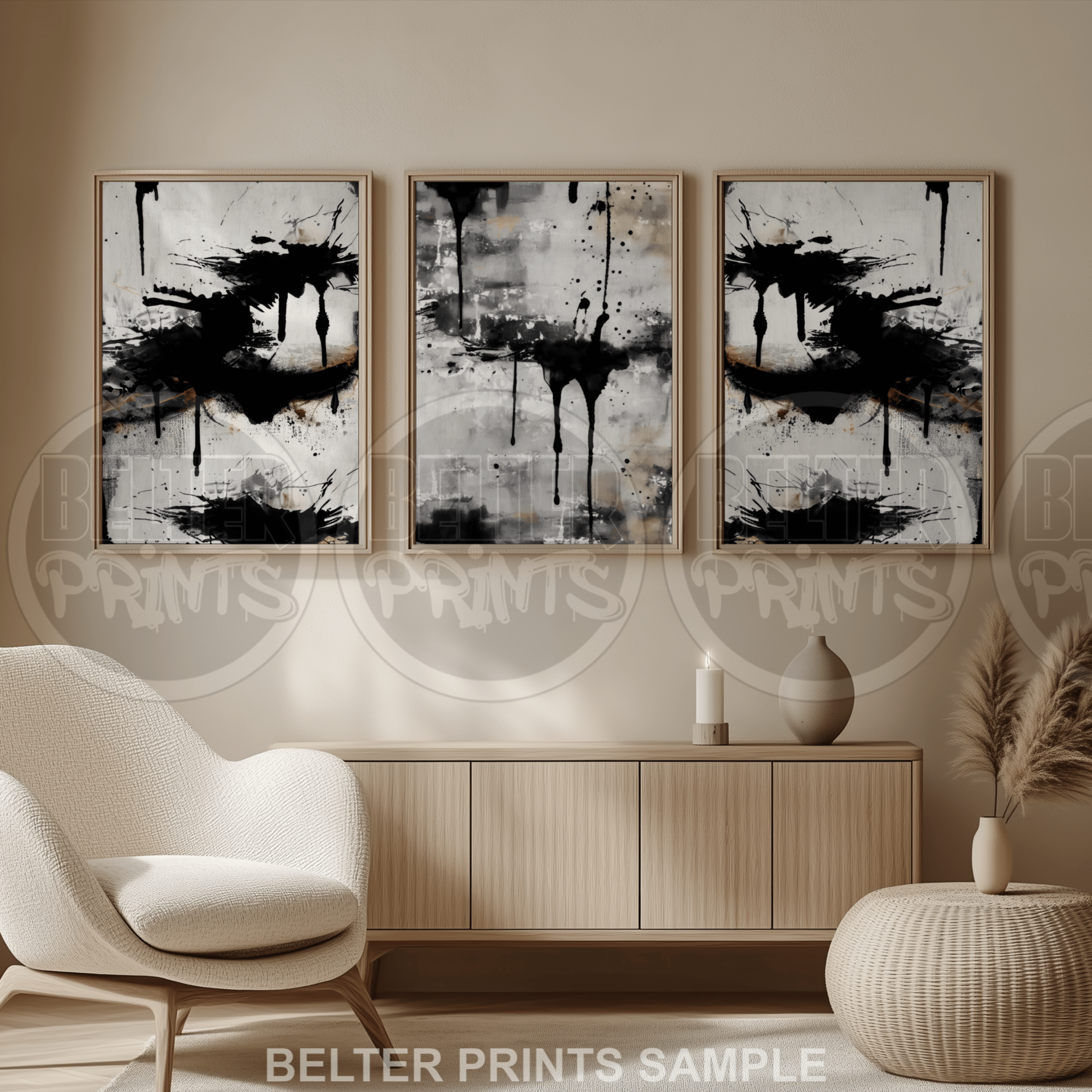 Modern Abstract Paint Splatter (SET OF 3)  - Wall Art Prints