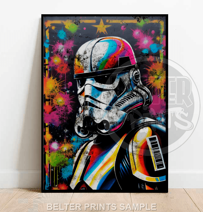 Stormtrooper Graffiti Wall Art | Colourful Urban Street Art Print