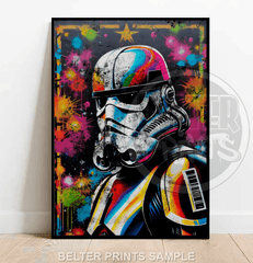 Stormtrooper Graffiti Wall Art | Colourful Urban Street Art Print