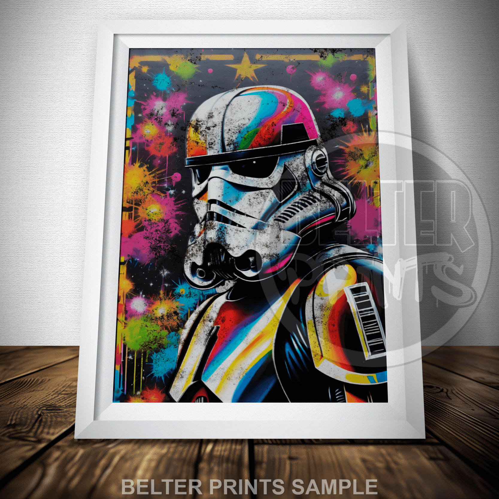 Stormtrooper Graffiti Wall Art | Colourful Urban Street Art Print