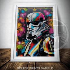 Stormtrooper Graffiti Wall Art | Colourful Urban Street Art Print
