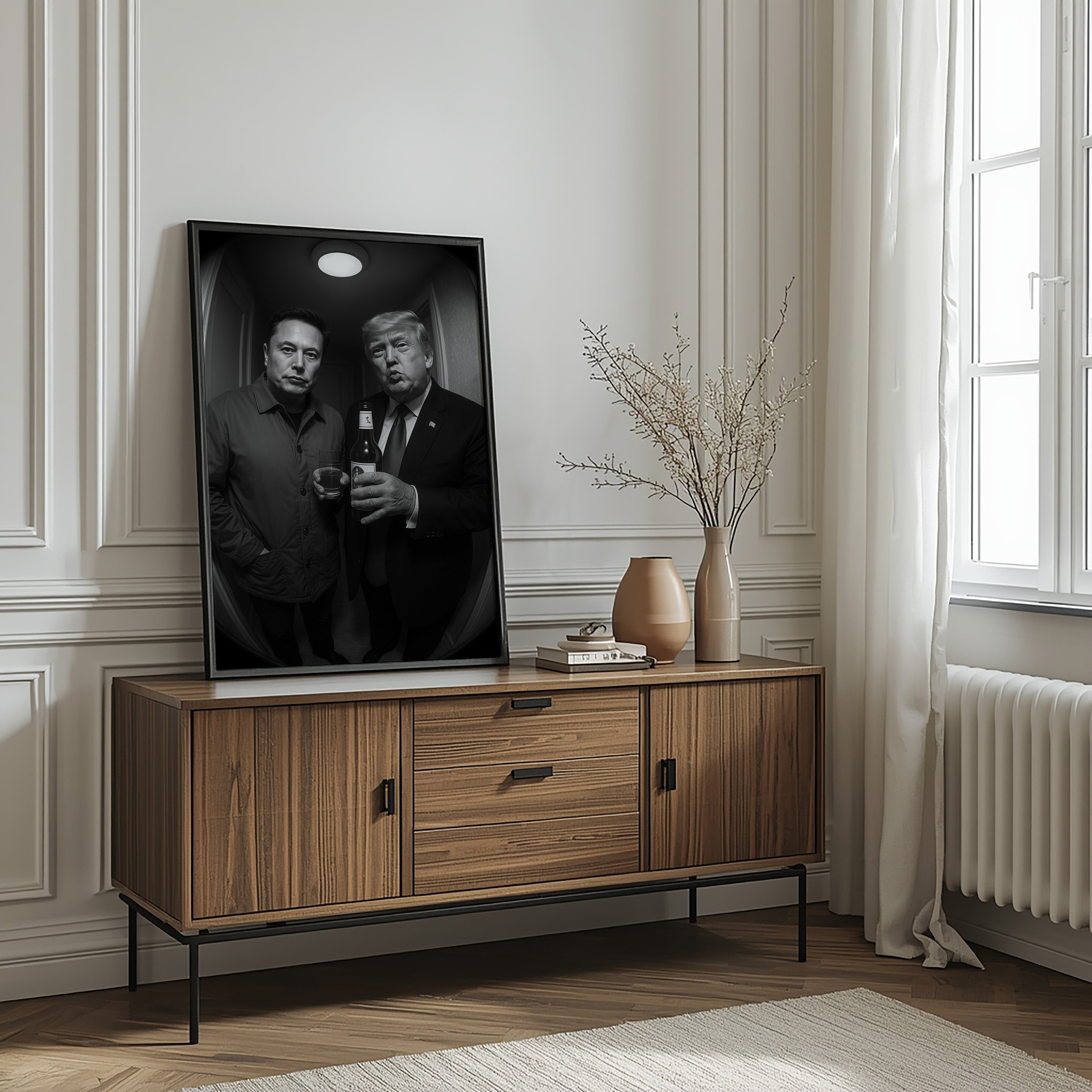Putin & Kim Elon & Trump | Door Cam Satirical 2-Print Bundle