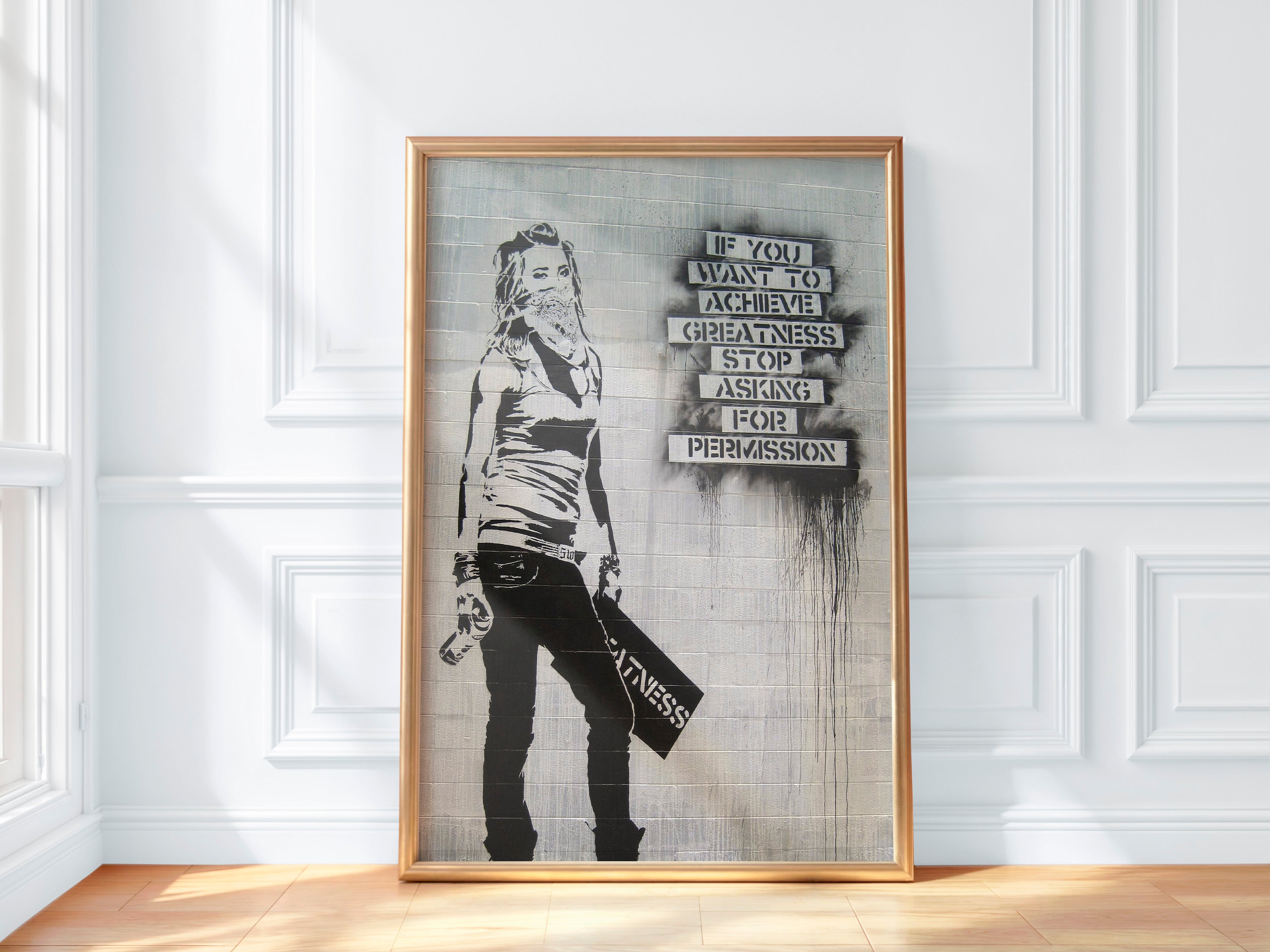 Achieve Greatness | Banksy-Inspired | Urban Street Wall Art Print