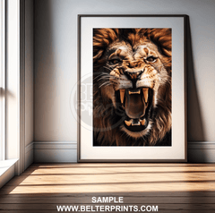 Roaring Lion Wall Art – Fierce Jungle King Animal Print