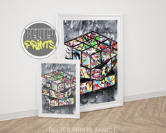 Grafitti Cube Banksy-Inspired Wall Art Print