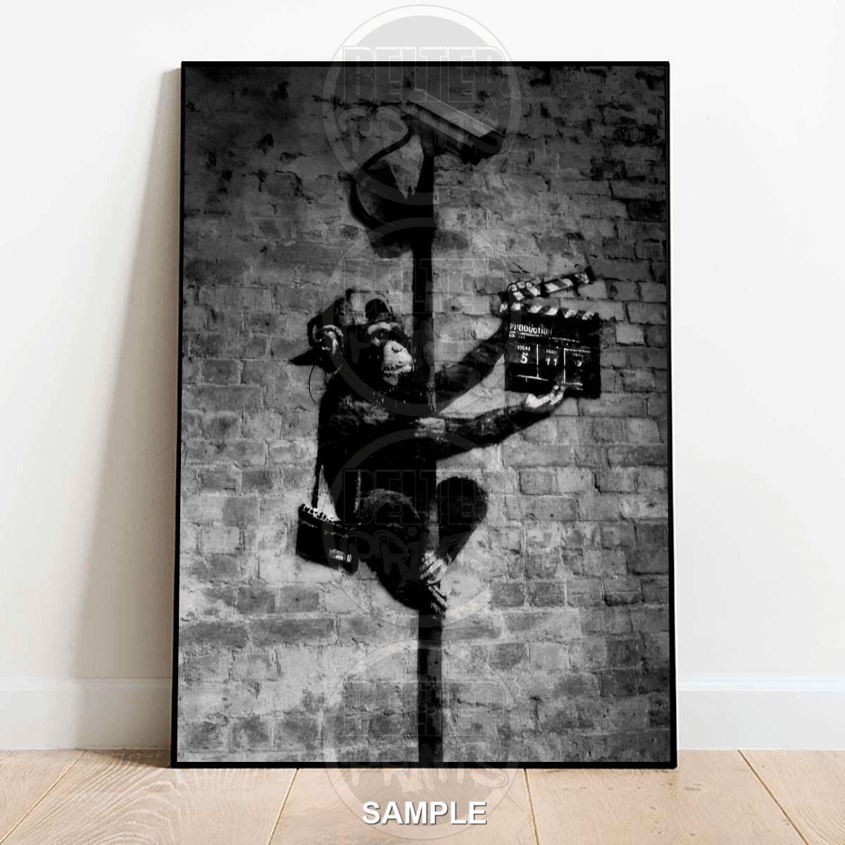 Monkey Action Banksy-Inspired Wall Art Print