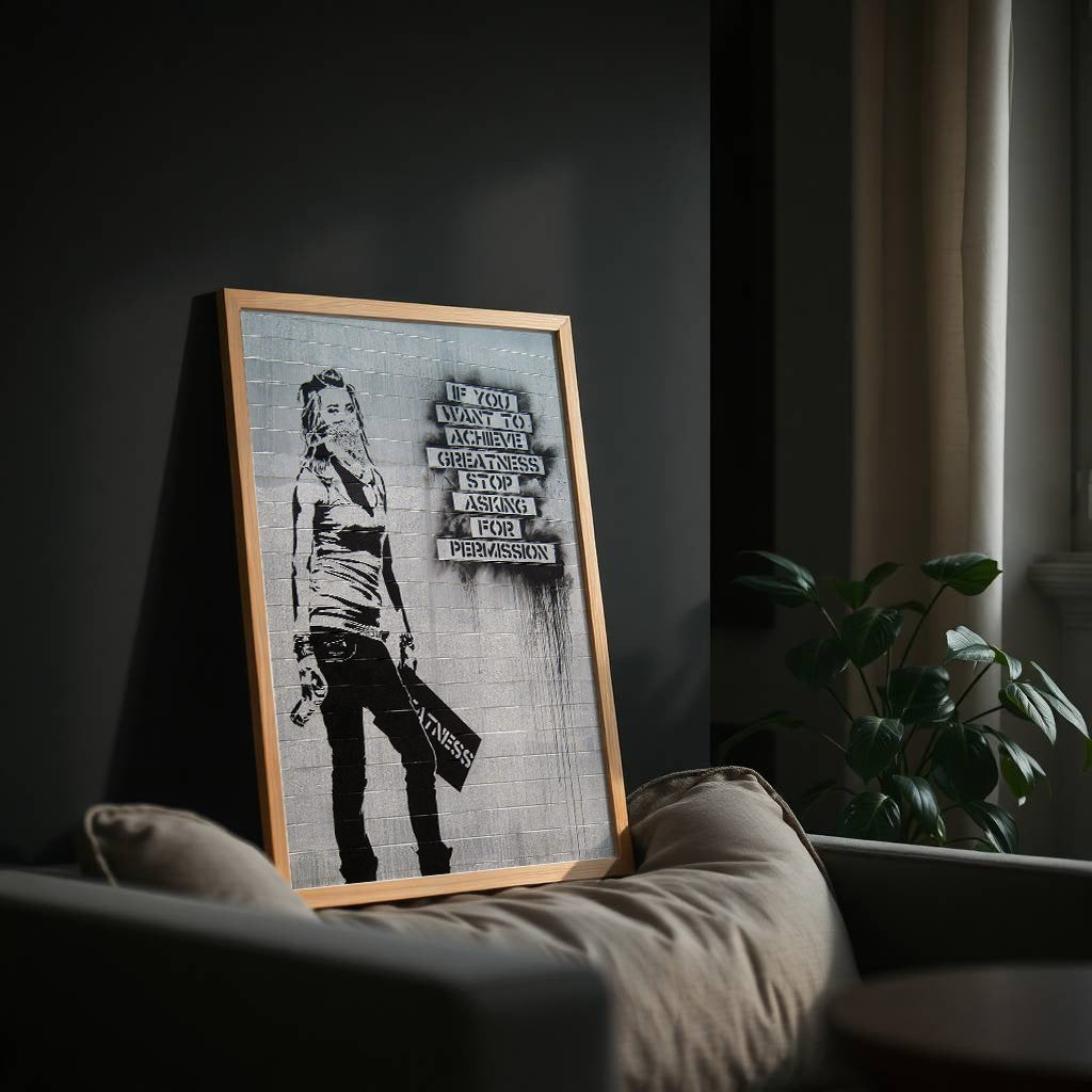 Achieve Greatness | Banksy-Inspired | Urban Street Wall Art Print