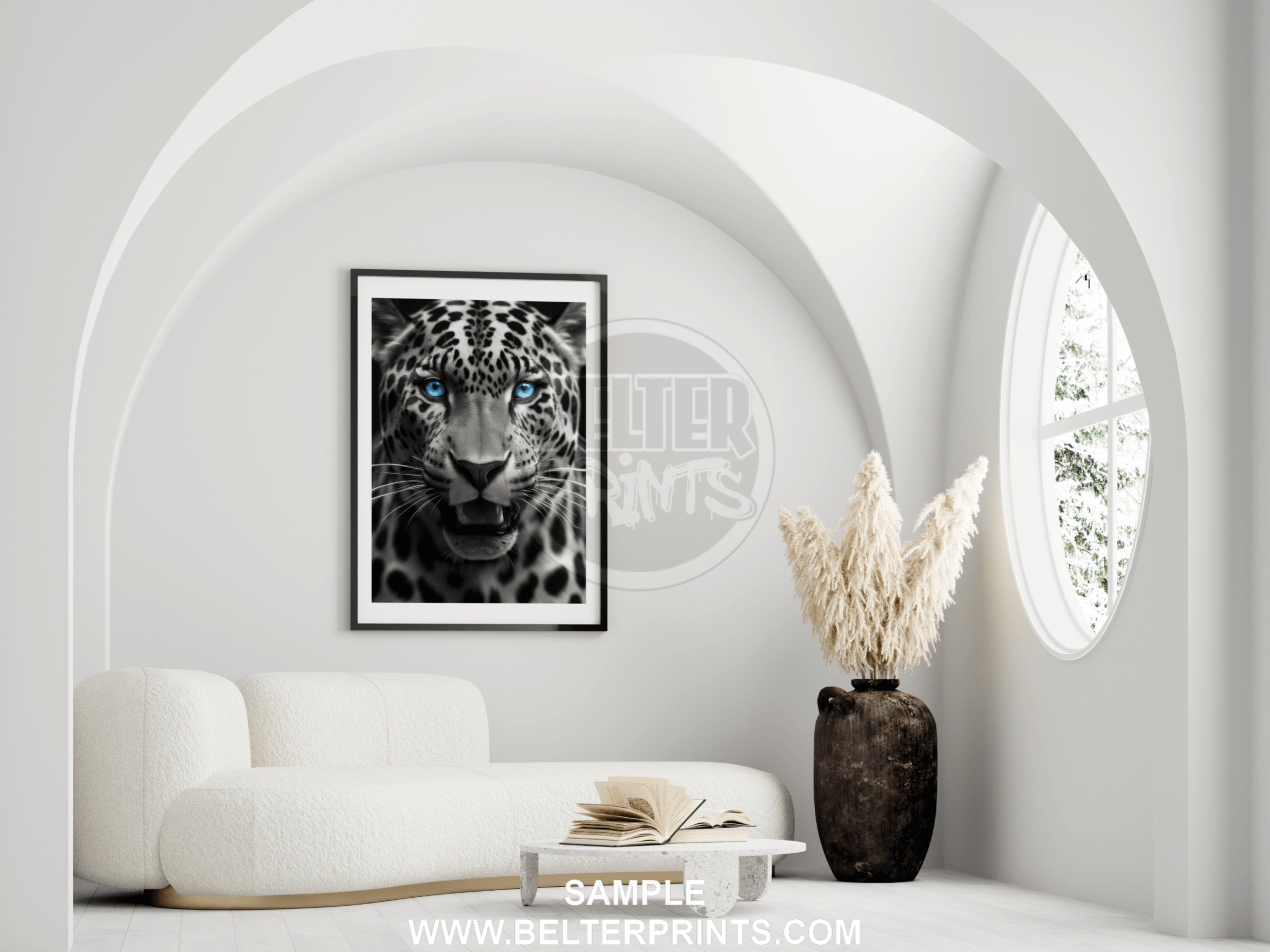 Blue-Eyed Leopard Wall Art – Fierce Jungle Cat Poster Print