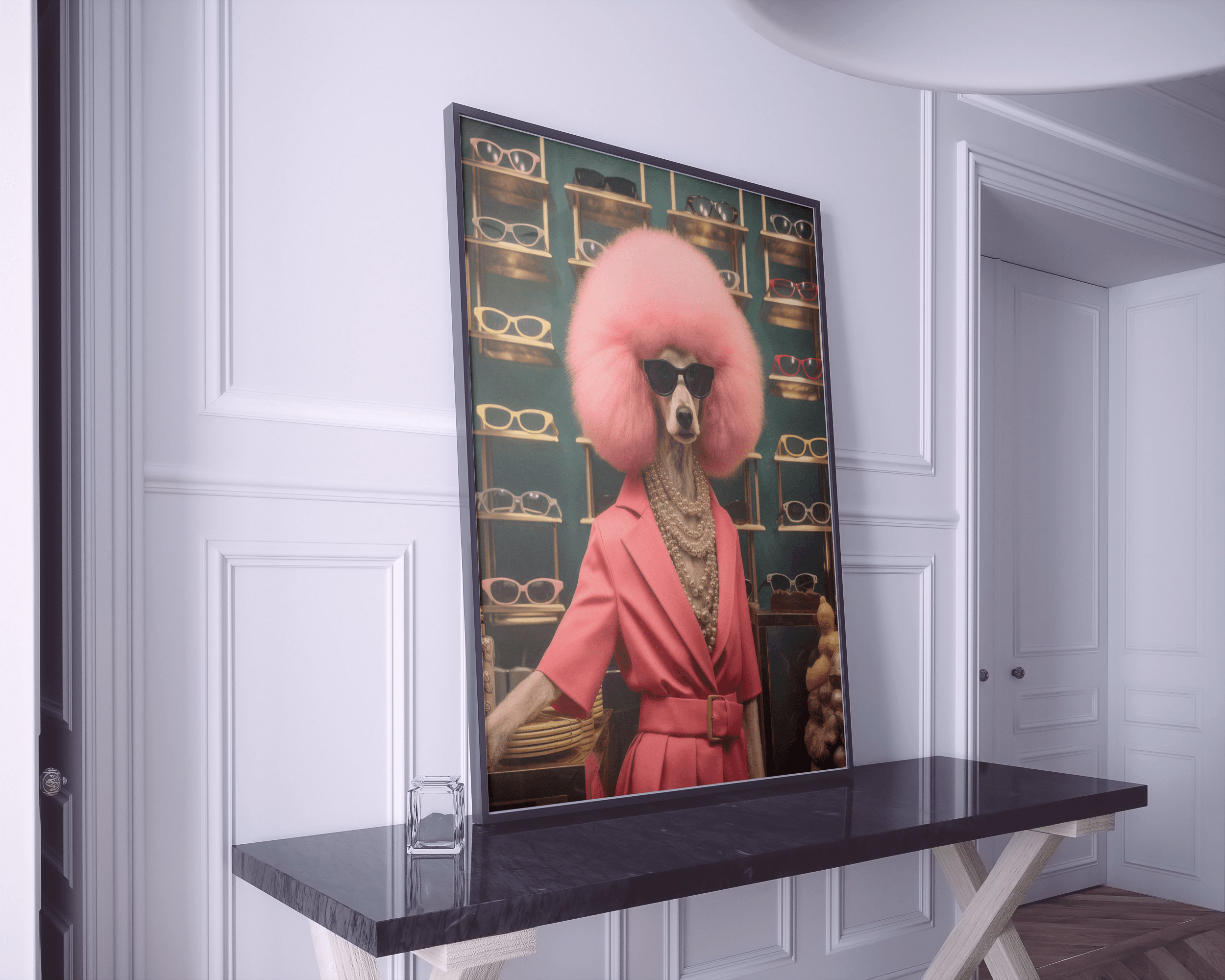 Puddle of Pink Wall Art Print – Stylish Poodle in Pink