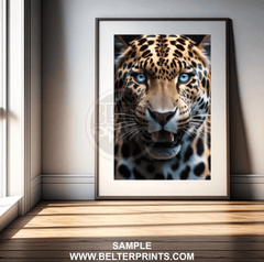 Blue-Eyed Leopard Wall Art – Fierce Jungle Cat Poster Print