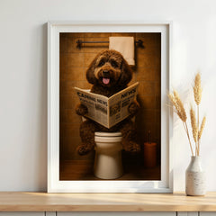 Labradoodle On The Toilet | Funny Dog Bathroom Wall Art Print