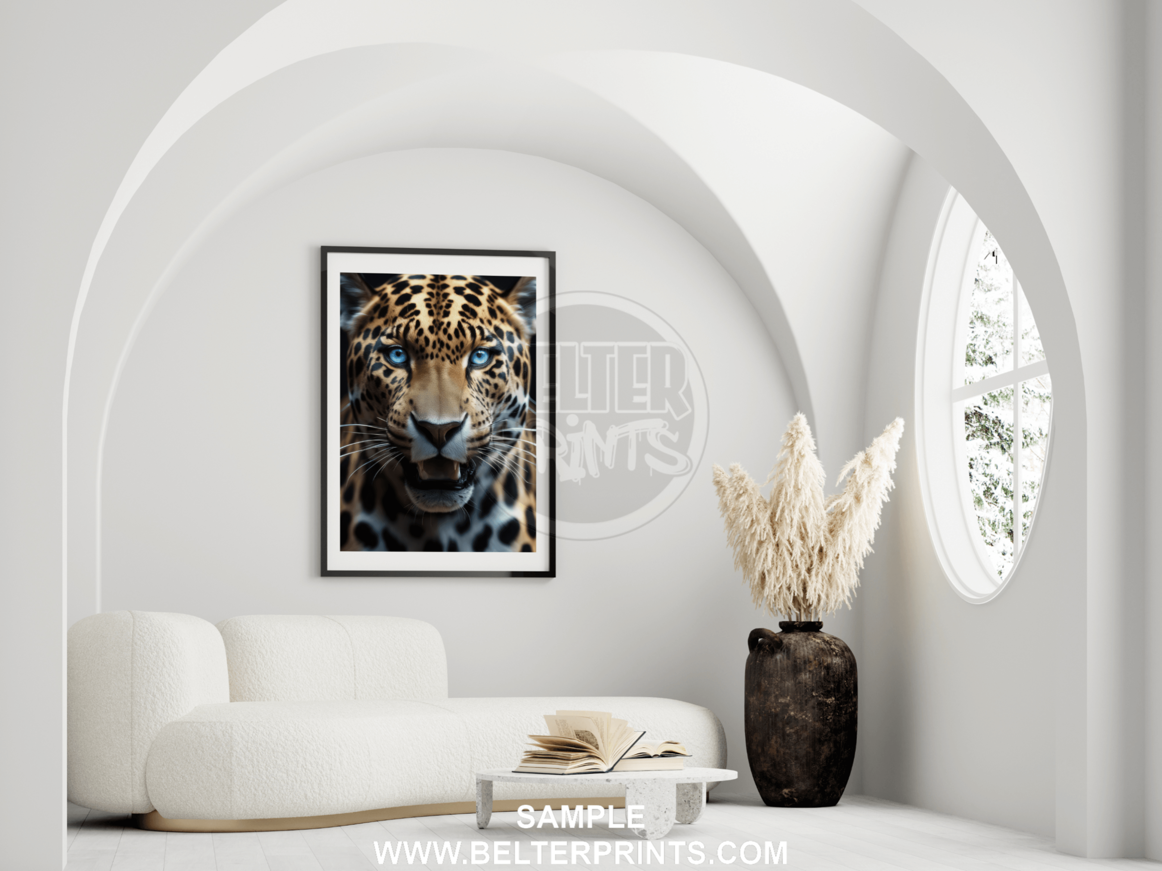 Blue-Eyed Leopard Wall Art – Fierce Jungle Cat Poster Print