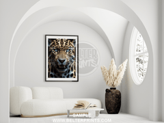 Blue-Eyed Leopard Wall Art – Fierce Jungle Cat Poster Print