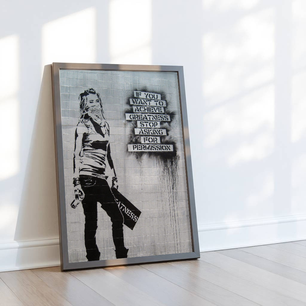 Achieve Greatness | Banksy-Inspired | Urban Street Wall Art Print
