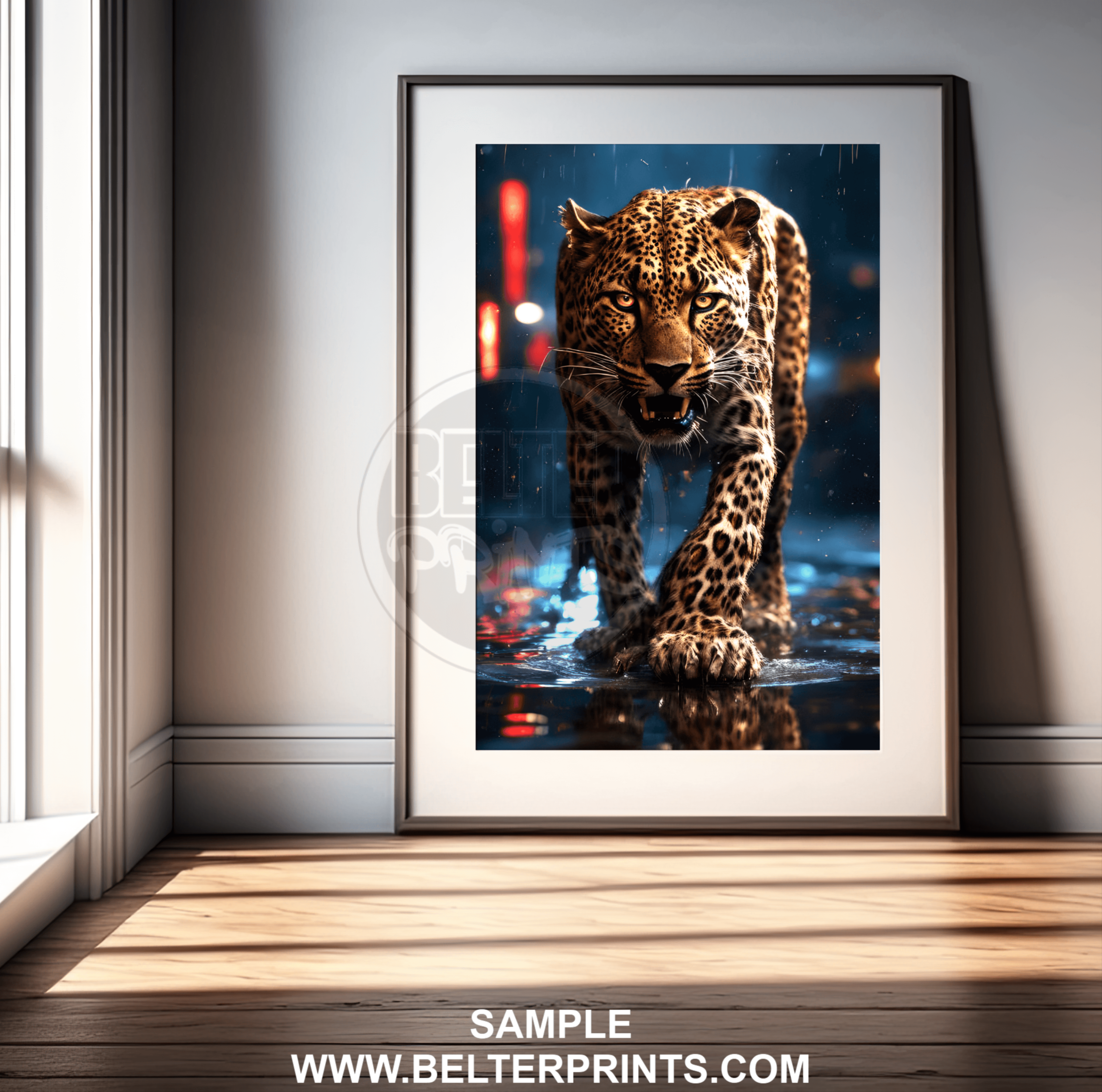 Urban Leopard Wall Art – Night Stalker Jungle Cat Print