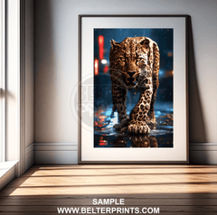 Urban Leopard Wall Art – Night Stalker Jungle Cat Print