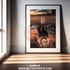 Lion Reflection Wall Art – Dream Big Cub to King Print
