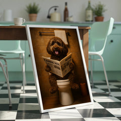 Labradoodle On The Toilet | Funny Dog Bathroom Wall Art Print