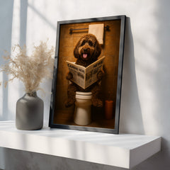 Labradoodle On The Toilet | Funny Dog Bathroom Wall Art Print