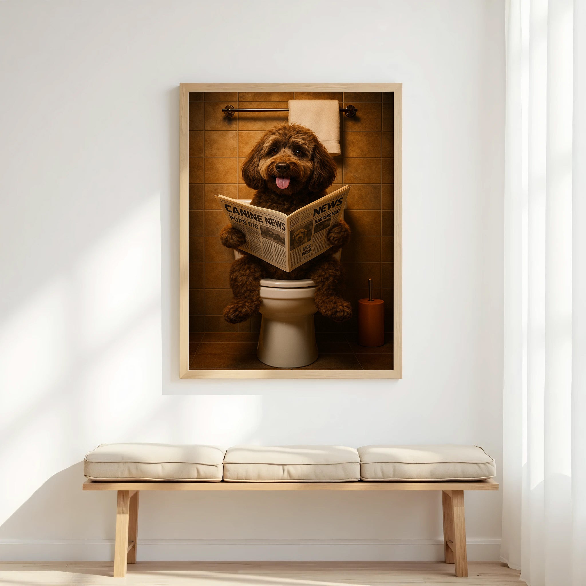 Labradoodle On The Toilet | Funny Dog Bathroom Wall Art Print