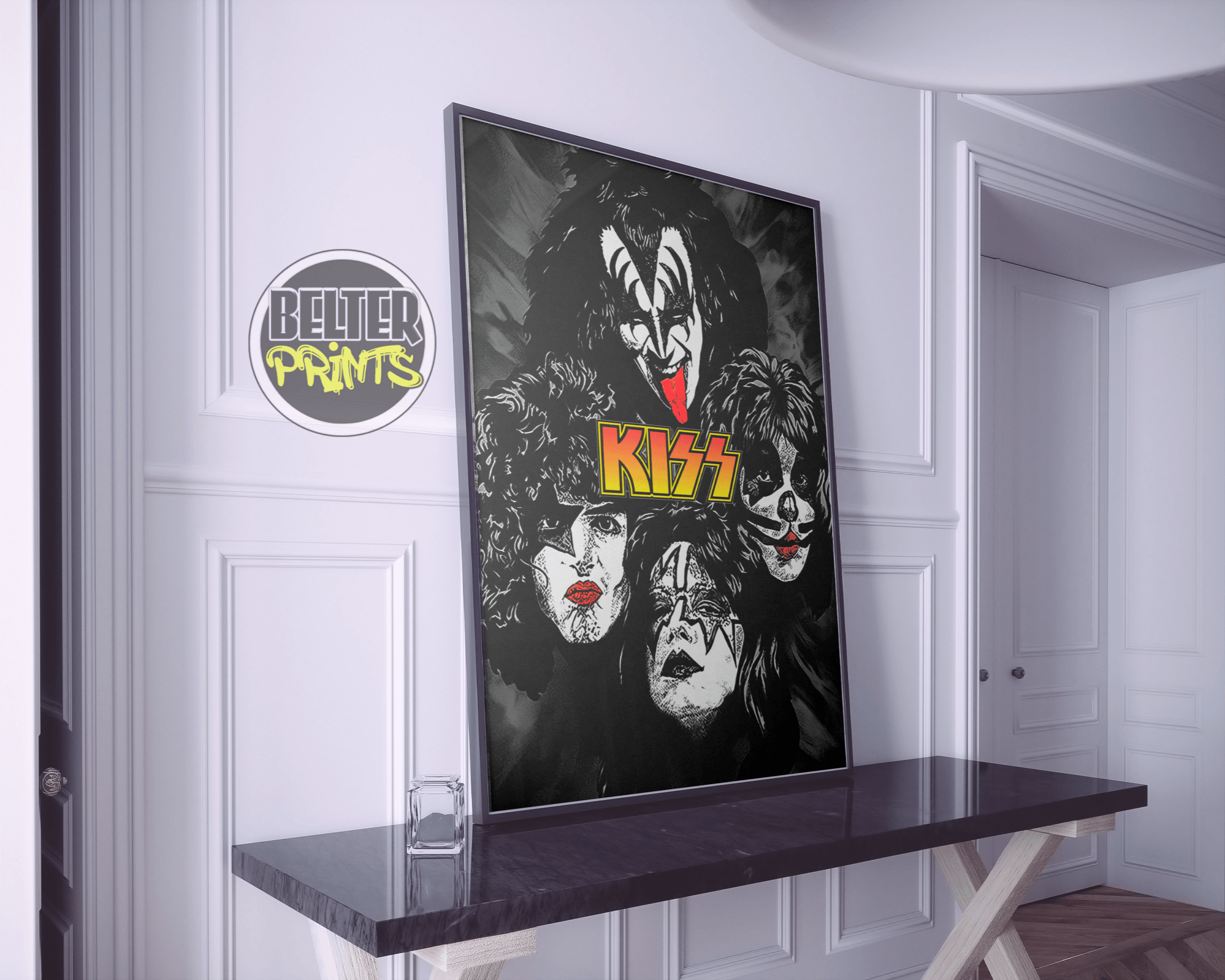 70s music wall print, KISS logo artwork, music memorabilia wall art