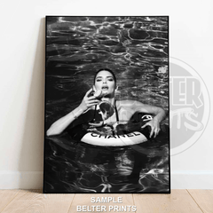 Kylie Jenner Chanel Pool Wall Art | Bold Black and White Fashion Glam Print