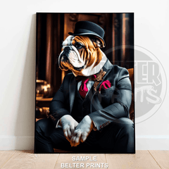 Formal Bulldog Wall Art Print – Dapper Dog in Suit