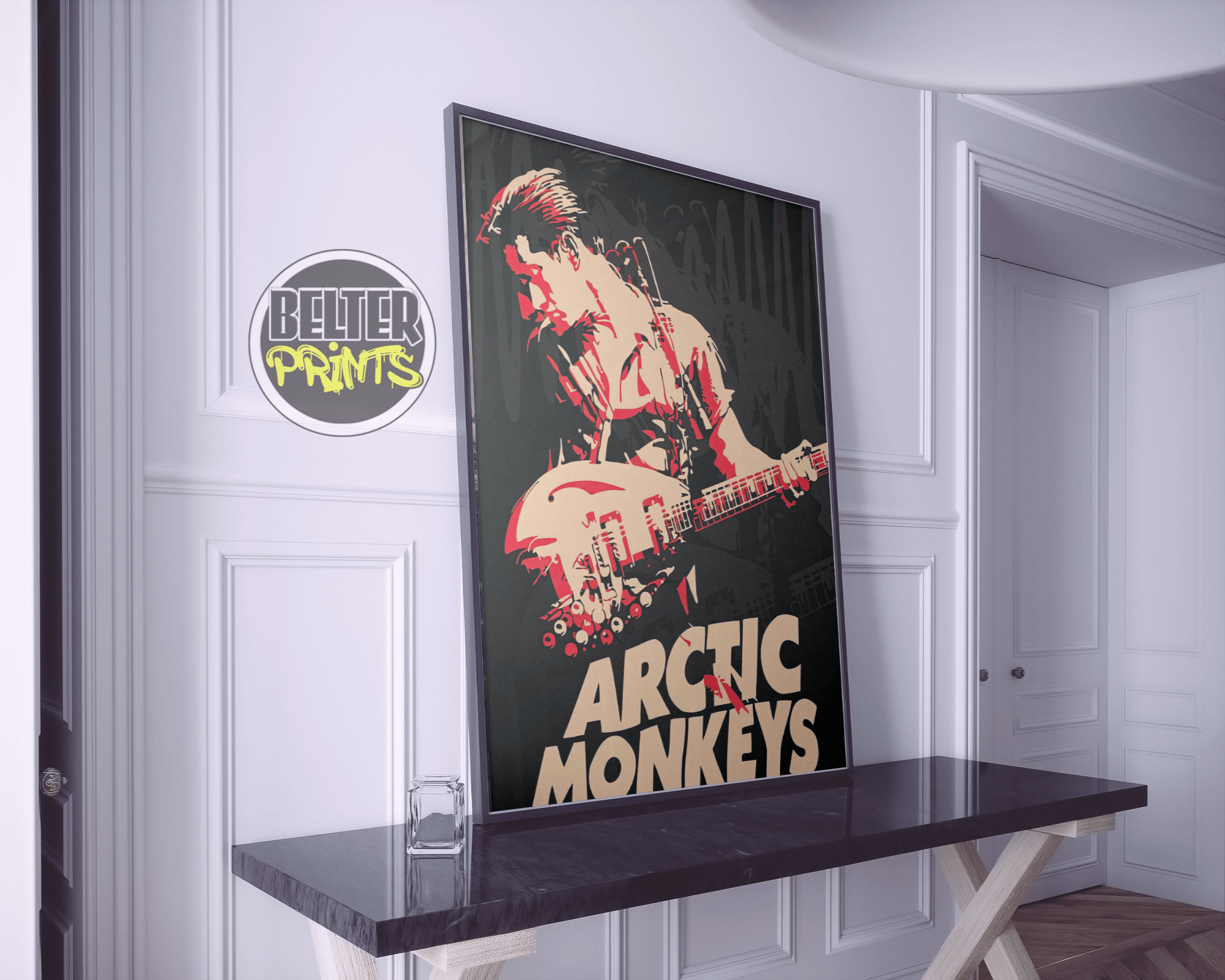 Alex Turner artwork, red and black music print, Sheffield music decor