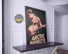 Alex Turner artwork, red and black music print, Sheffield music decor