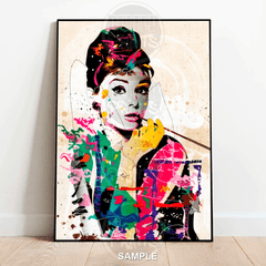 vibrant Audrey Hepburn pop art print