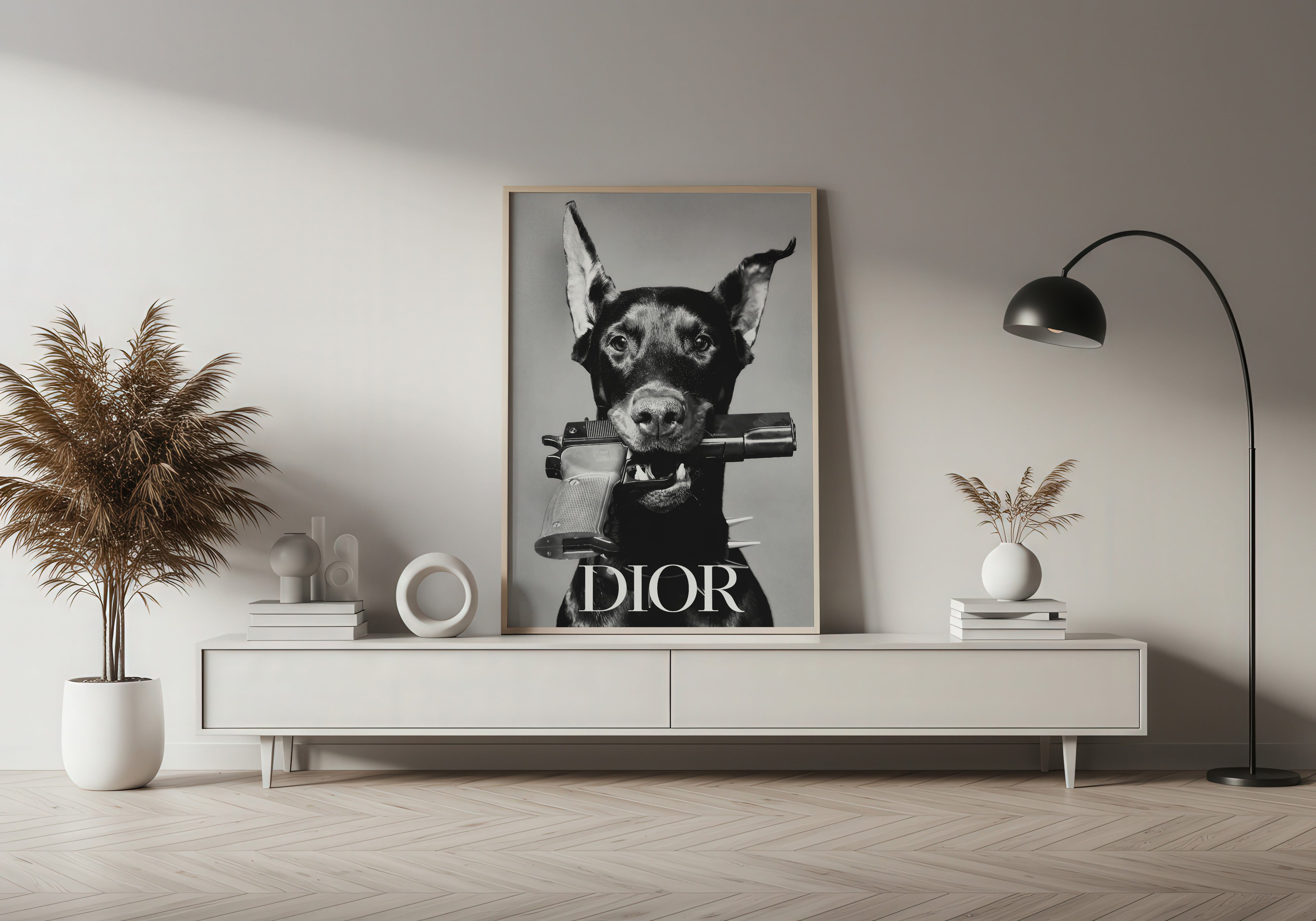 DIOR DOBERMAN LUXURY WALL ART PRINT 