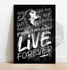 Liam Gallagher wall art, Oasis lyric poster