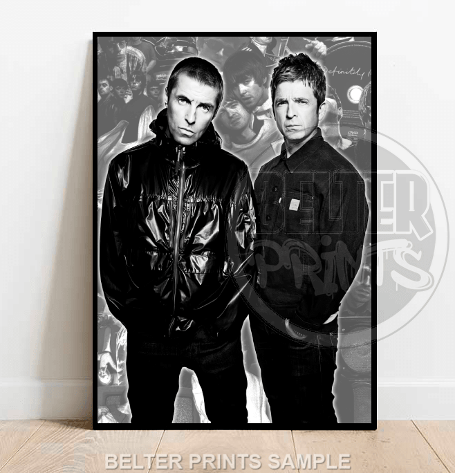 Oasis wall art, Gallagher brothers print, Liam and Noel poster