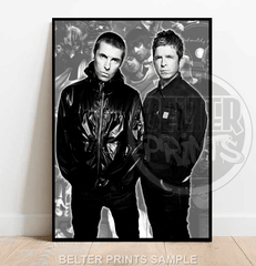 Oasis wall art, Gallagher brothers print, Liam and Noel poster