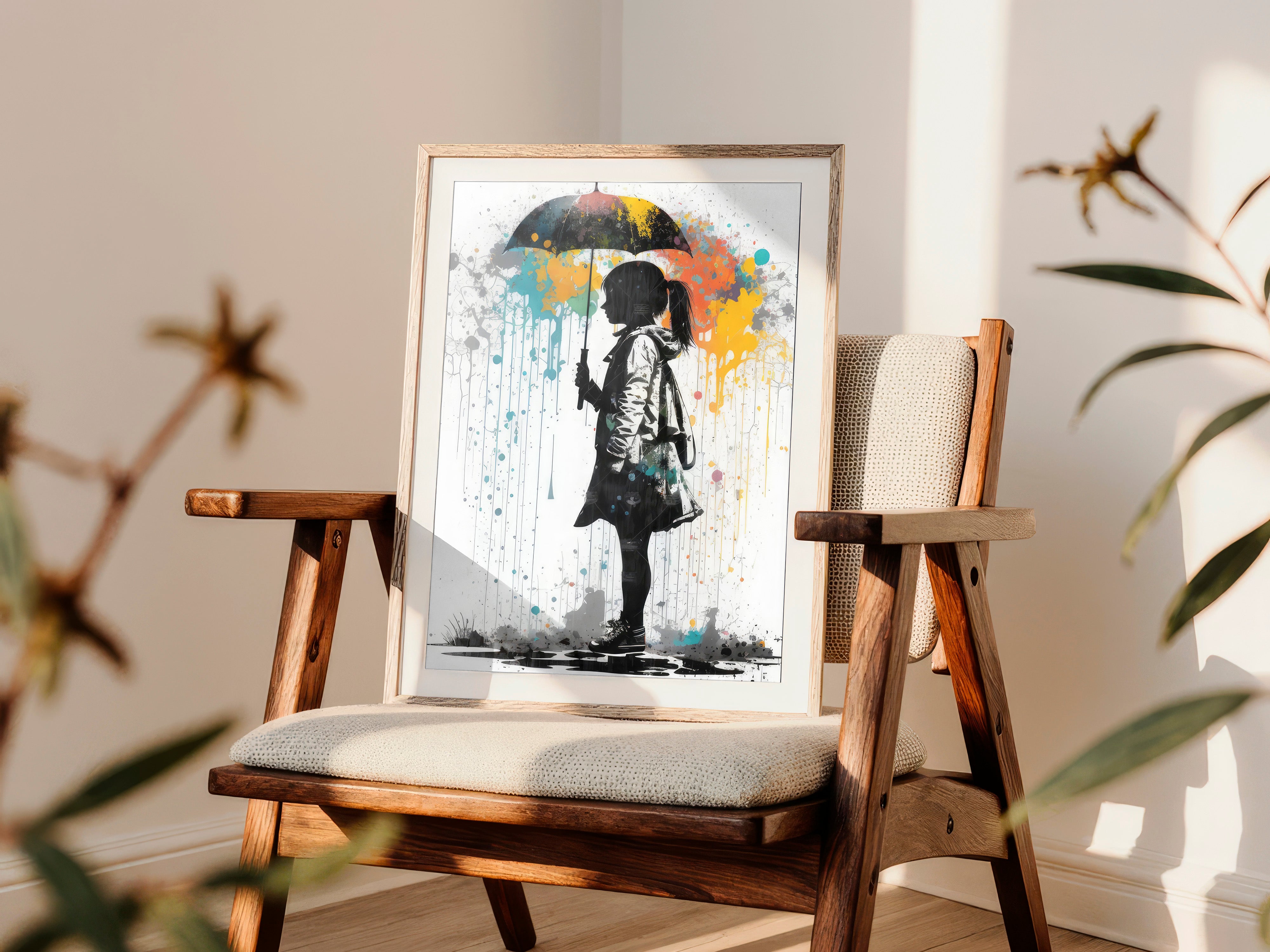 Shield of Colour Banksy inspired girl with umbrella wall art print