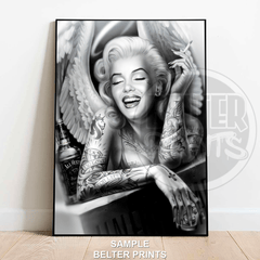 Tattooed Marilyn Monroe angel wall art