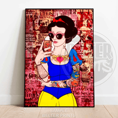 Tattooed Snow White Wall Art  Urban Graffiti Street Poster