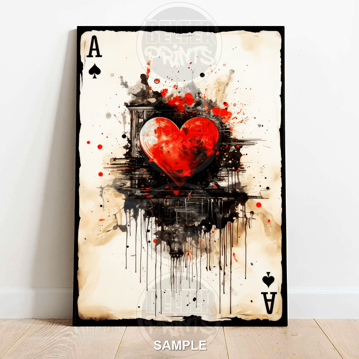 Ace Of Hearts | Playing Card Graffiti Wall Art Print - Print
