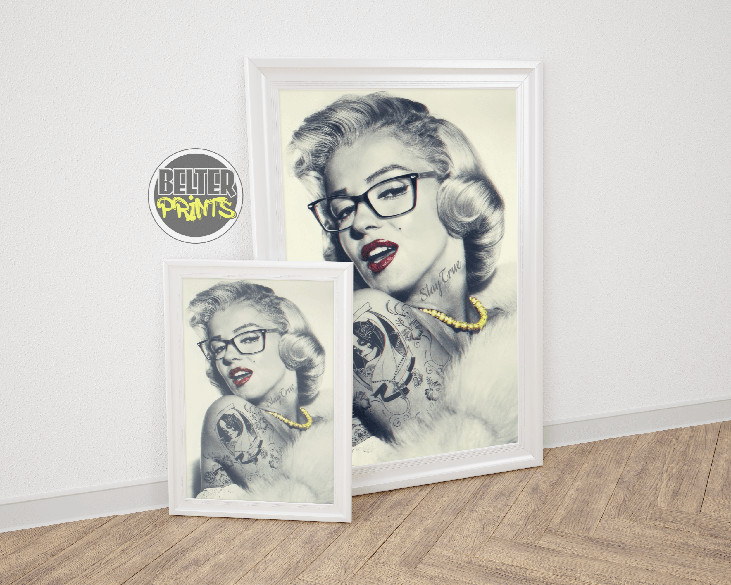attooed Marilyn Monroe wall art print