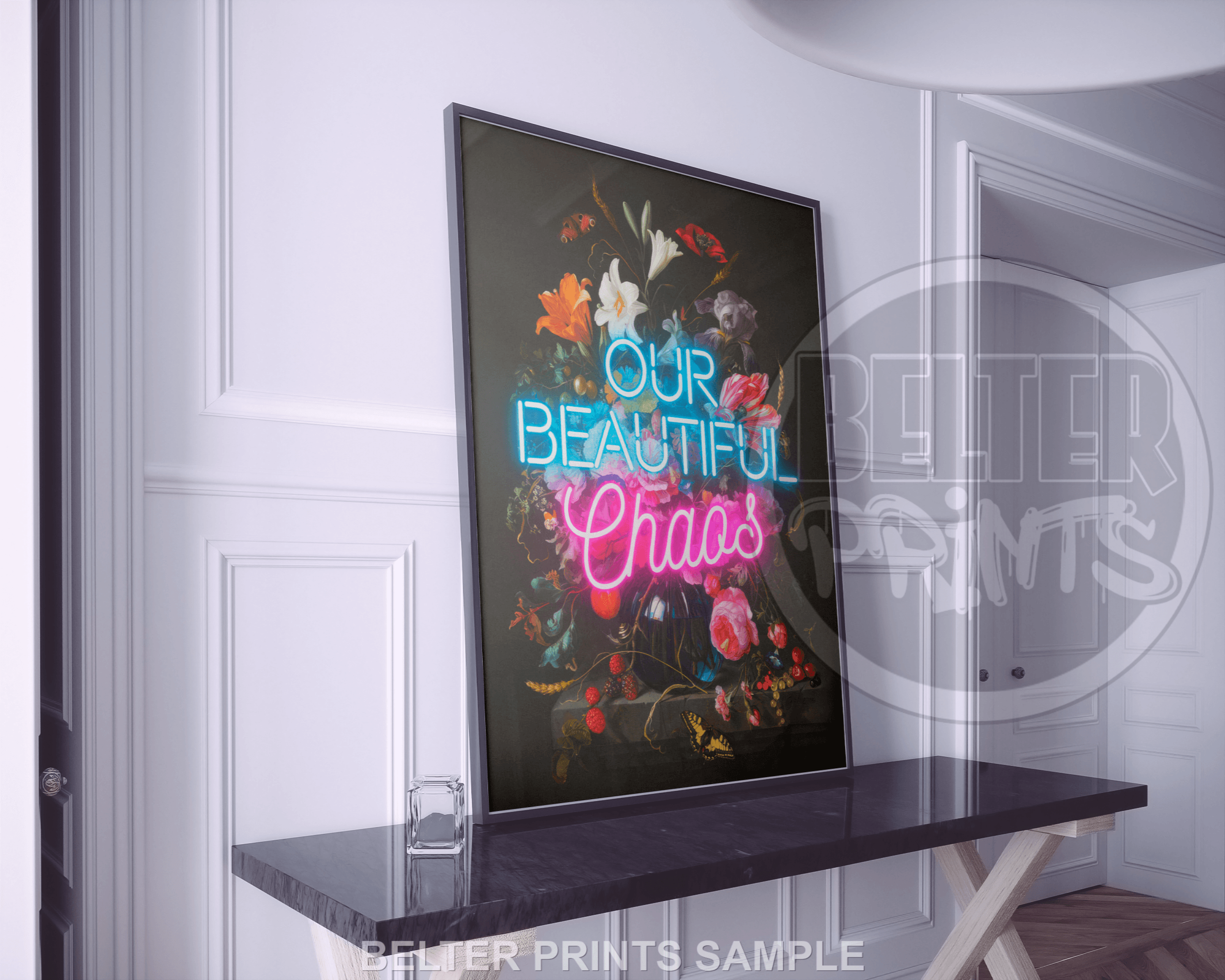 beautiful-chaos-neon-text-vintage-vase-wall-art-print-poster