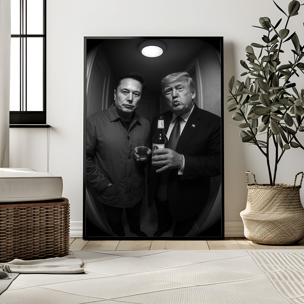 Donald Trump & Elon Musk | Satire Doorbell Cam Wall Art Print