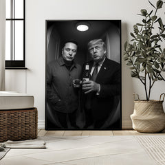 Donald Trump & Elon Musk | Satire Doorbell Cam Wall Art Print