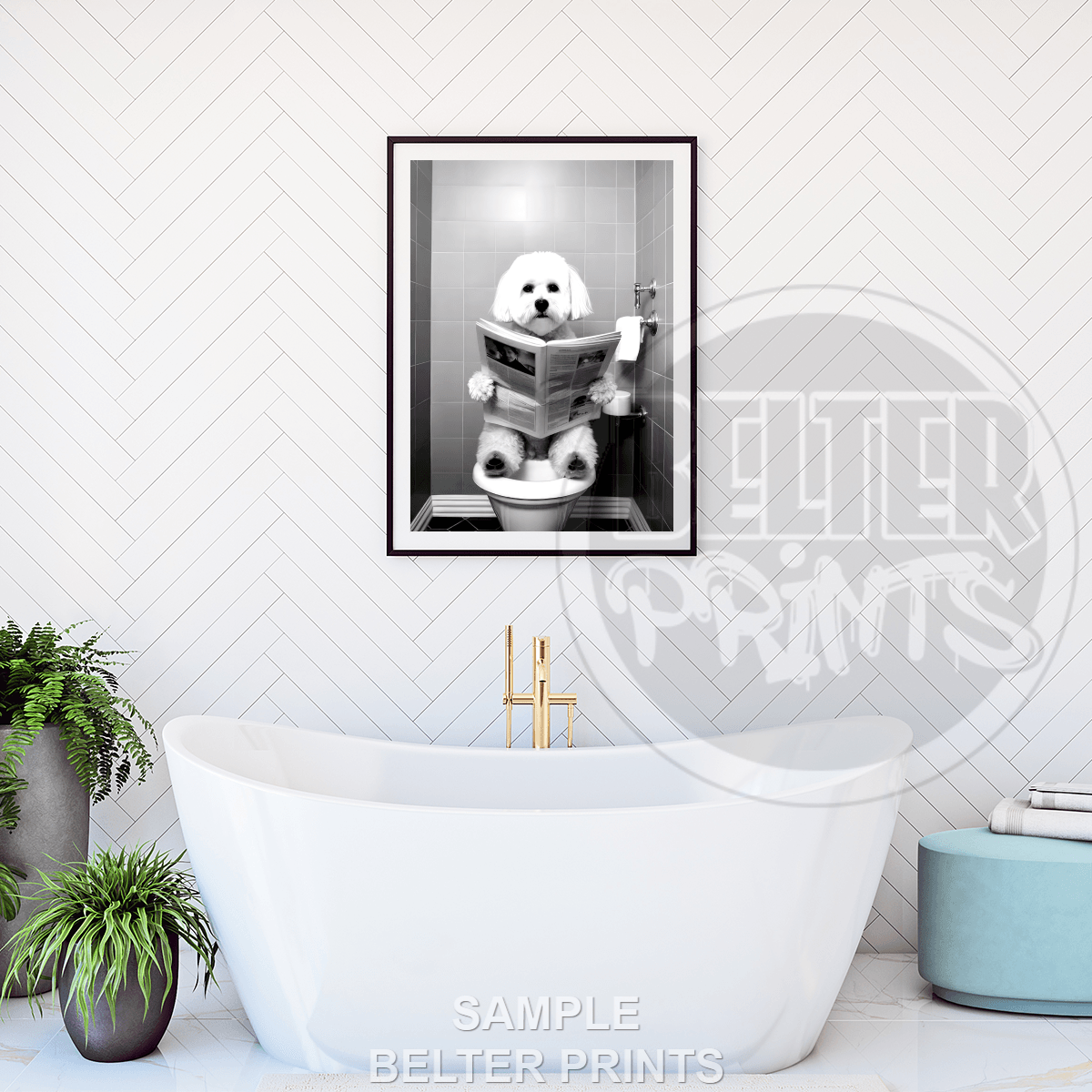 bichon-frise-on-toilet-wall-art-print-quirky