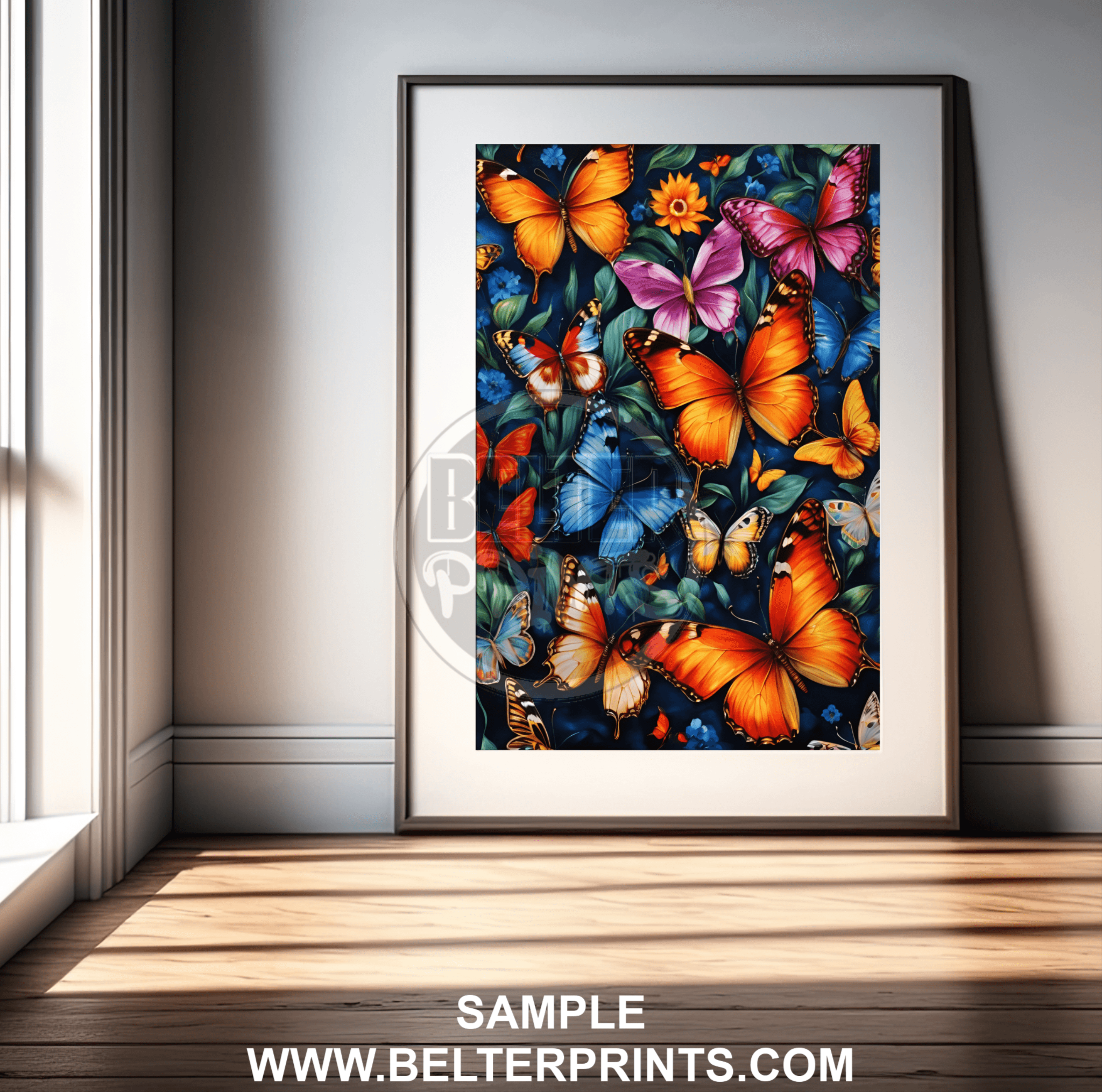 art-butterfly-collage-colourful-abstract-wall-art-print